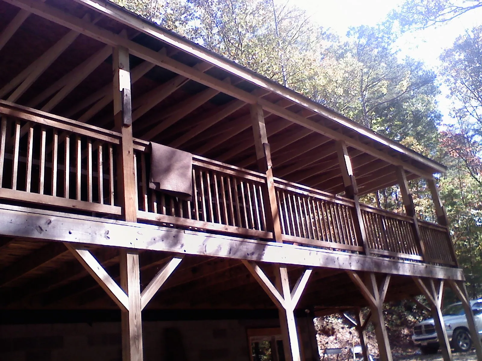 Timber framing under a new elevated porch and deck — Roof Leak Repair in Danielsville by Roofing Brothers